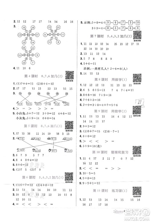 江西教育出版社2021阳光同学课时优化作业一年级数学上册RJ人教版菏泽专版答案 江西教育出版社2021阳光同学课时优化作业一年级数学上册RJ人教版菏泽专版答案