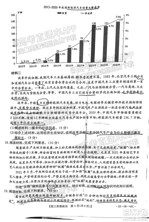 2022届湖南金太阳高三9月联考思想政治试卷及答案