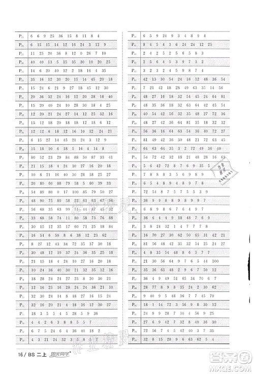 江西教育出版社2021阳光同学课时优化作业二年级数学上册BS北师版答案 江西教育出版社2021阳光同学课时优化作业二年级数学上册BS北师版答案