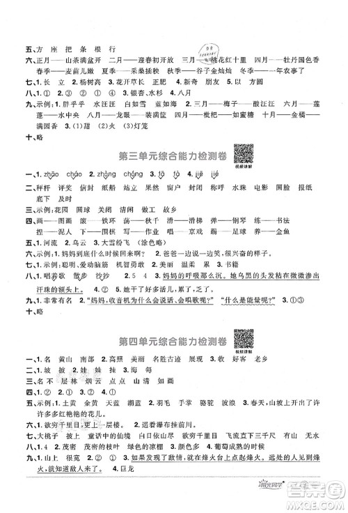 江西教育出版社2021阳光同学课时优化作业二年级语文上册RJ人教版广东专版答案 江西教育出版社2021阳光同学课时优化作业二年级语文上册RJ人教版广东专版答案