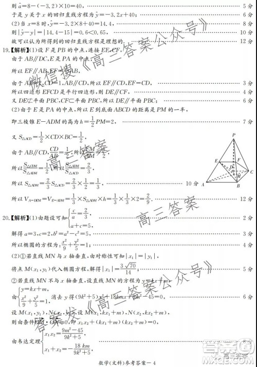 2022届炎德英才大联考高三月考试卷二全国卷文科数学试题及答案