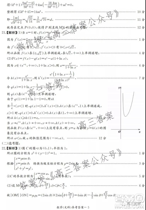 2022届炎德英才大联考高三月考试卷二全国卷文科数学试题及答案