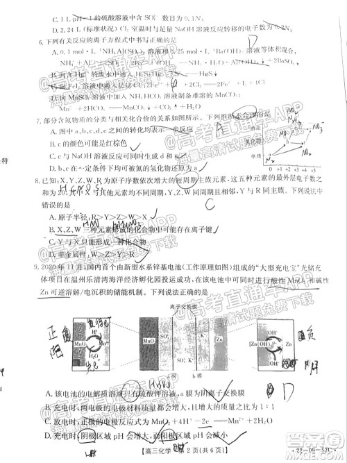 2022届福建金太阳高三10月联考化学试题及答案