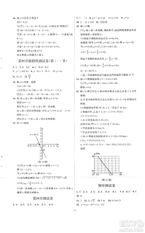 北京师范大学出版社2021课堂精练八年级数学上册北师大版云南专版答案