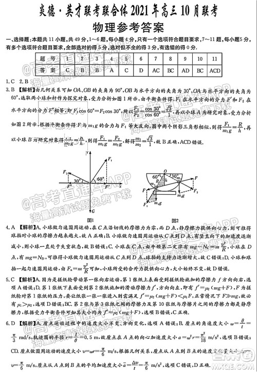 炎德英才联考联合体2021年高三10月联考物理试题及答案 炎德英才联考联合体2021年高三10月联考物理试题及答案