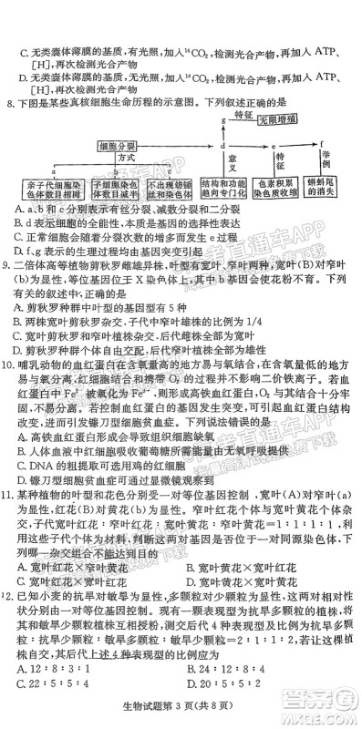 炎德英才联考联合体2021年高三10月联考生物试题及答案