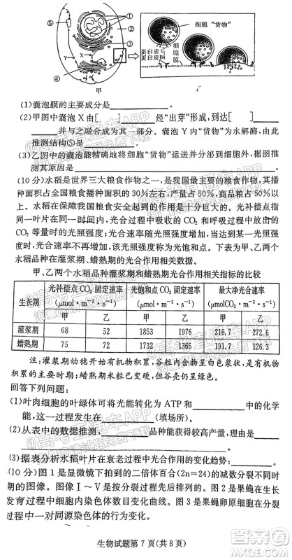 炎德英才联考联合体2021年高三10月联考生物试题及答案