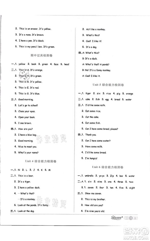 江西教育出版社2021阳光同学课时优化作业三年级英语上册PEP版答案 江西教育出版社2021阳光同学课时优化作业三年级英语上册PEP版答案