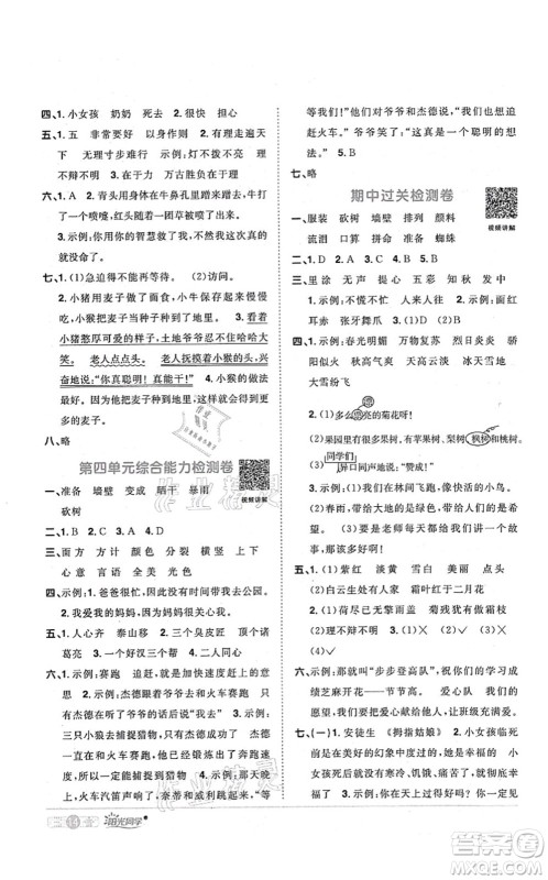 江西教育出版社2021阳光同学课时优化作业三年级语文上册RJ人教版四川专版答案 江西教育出版社2021阳光同学课时优化作业三年级语文上册RJ人教版四川专版答案