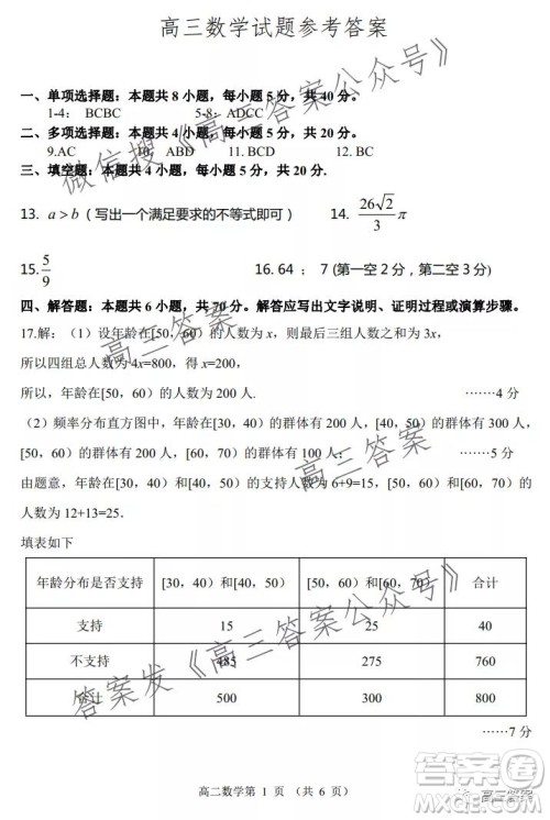 山东2021-2022学年度高三阶段性监测数学试题及答案