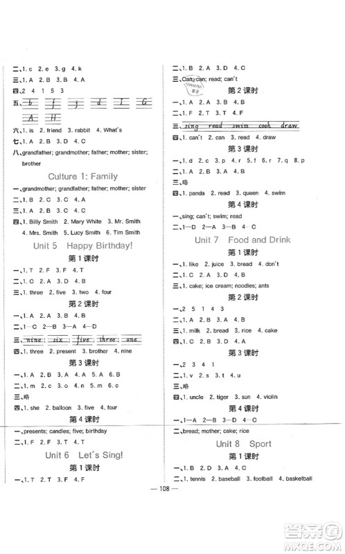 江西教育出版社2021阳光同学课时优化作业三年级英语上册广东人民版答案 江西教育出版社2021阳光同学课时优化作业三年级英语上册广东人民版答案