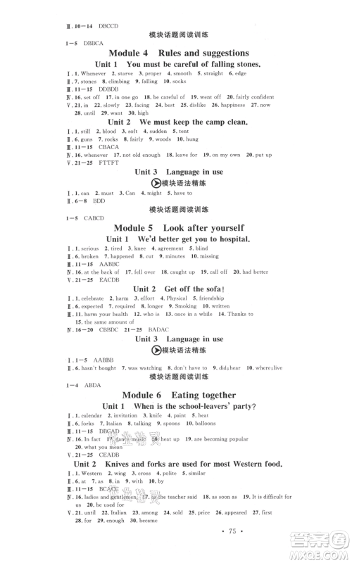 广东经济出版社2021名校课堂九年级英语外研版背记本听写本参考答案 广东经济出版社2021名校课堂九年级英语外研版背记本听写本参考答案