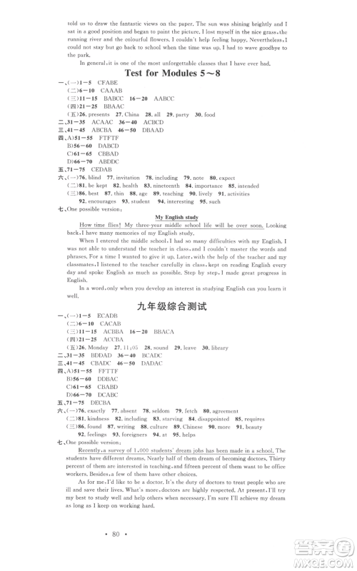 广东经济出版社2021名校课堂九年级英语外研版背记本听写本参考答案 广东经济出版社2021名校课堂九年级英语外研版背记本听写本参考答案