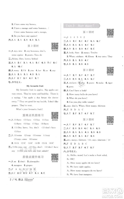 江西教育出版社2021阳光同学课时优化作业四年级英语上册YL译林版徐州专版答案 江西教育出版社2021阳光同学课时优化作业四年级英语上册YL译林版徐州专版答案