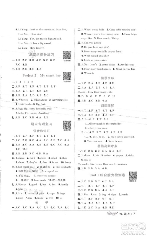 江西教育出版社2021阳光同学课时优化作业四年级英语上册YL译林版徐州专版答案 江西教育出版社2021阳光同学课时优化作业四年级英语上册YL译林版徐州专版答案