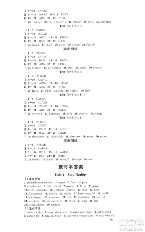 安徽师范大学出版社2021名校课堂九年级上册英语冀教版背记本河北专版参考答案 安徽师范大学出版社2021名校课堂九年级上册英语冀教版背记本河北专版参考答案