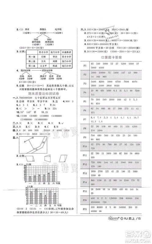 江西教育出版社2021阳光同学课时优化作业四年级数学上册RJ人教版江门专版答案 江西教育出版社2021阳光同学课时优化作业四年级数学上册RJ人教版江门专版答案