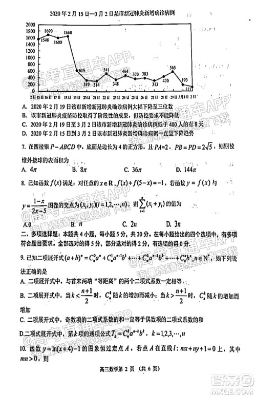 2022届潍坊高三10月统考数学试题及答案