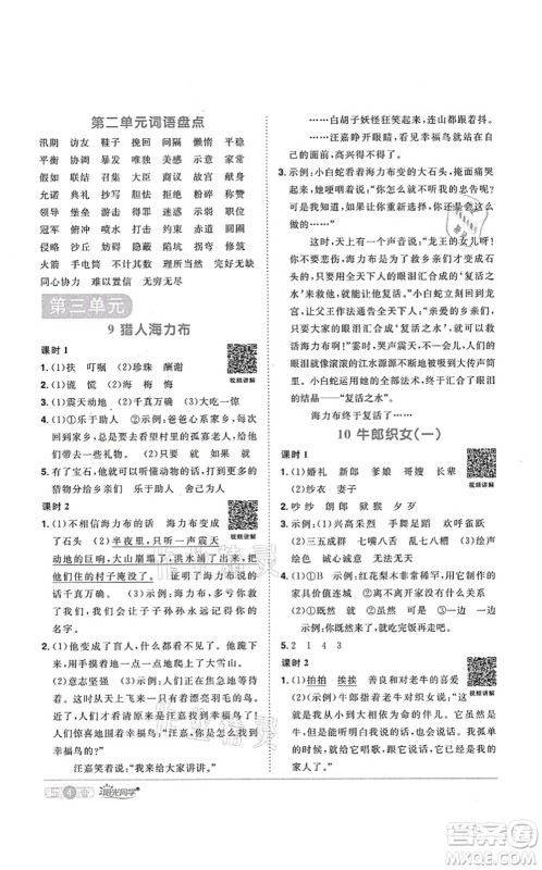 江西教育出版社2021阳光同学课时优化作业五年级语文上册RJ人教版广东专版答案 江西教育出版社2021阳光同学课时优化作业五年级语文上册RJ人教版广东专版答案