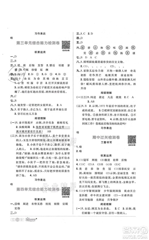 江西教育出版社2021阳光同学课时优化作业五年级语文上册RJ人教版广东专版答案 江西教育出版社2021阳光同学课时优化作业五年级语文上册RJ人教版广东专版答案