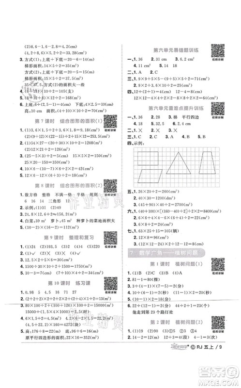 江西教育出版社2021阳光同学课时优化作业五年级数学上册RJ人教版江门专版答案 江西教育出版社2021阳光同学课时优化作业五年级数学上册RJ人教版江门专版答案