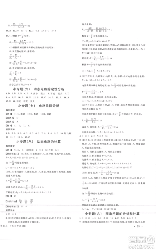 广东经济出版社2021名校课堂九年级上册物理人教版包头专版参考答案