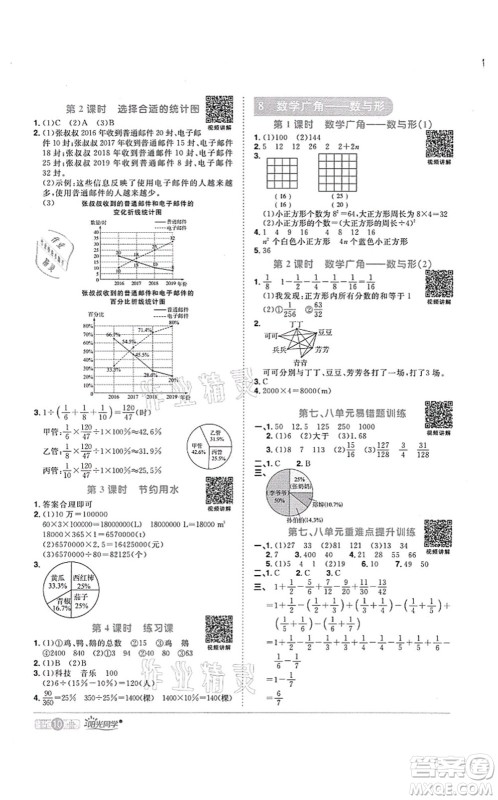 江西教育出版社2021阳光同学课时优化作业六年级数学上册RJ人教版菏泽专版答案