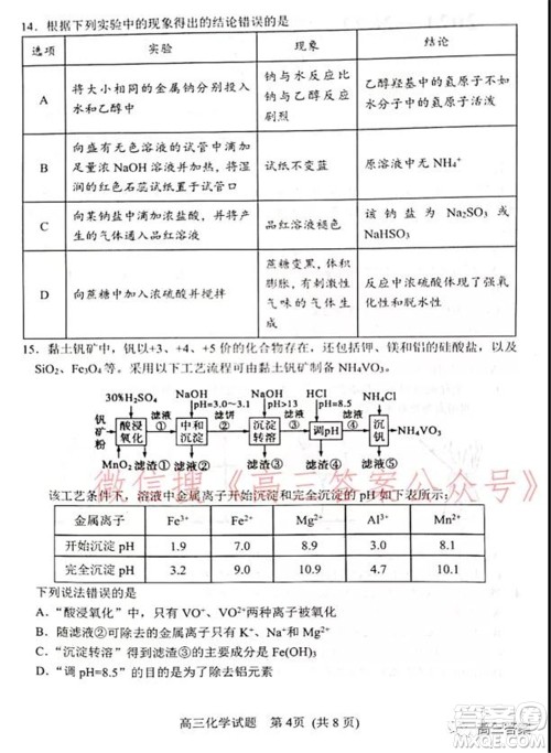 山东2021-2022学年度高三阶段性监测化学试题及答案