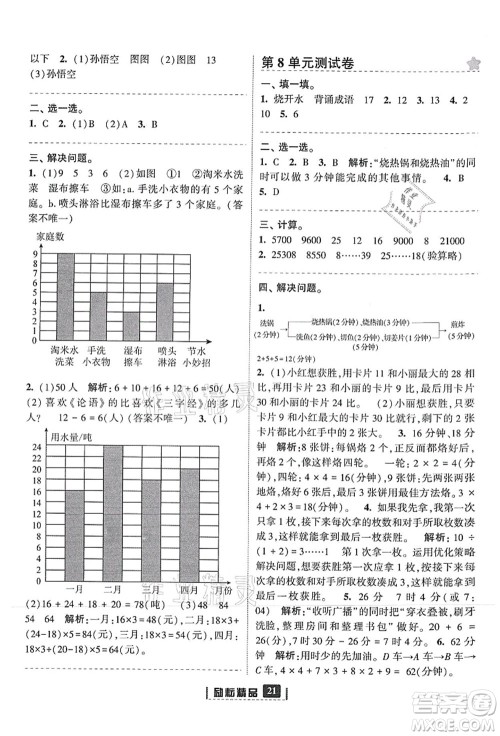 延边人民出版社2021励耘新同步四年级数学上册人教版答案