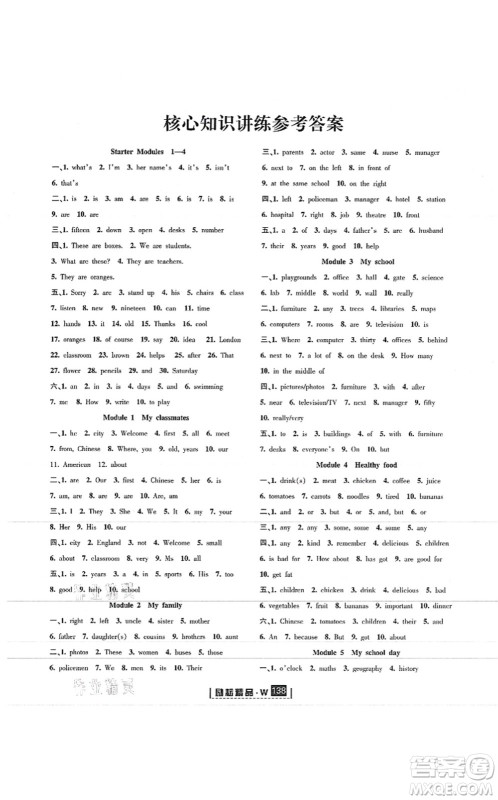 延边人民出版社2021励耘新同步七年级英语上册AB本外研版答案
