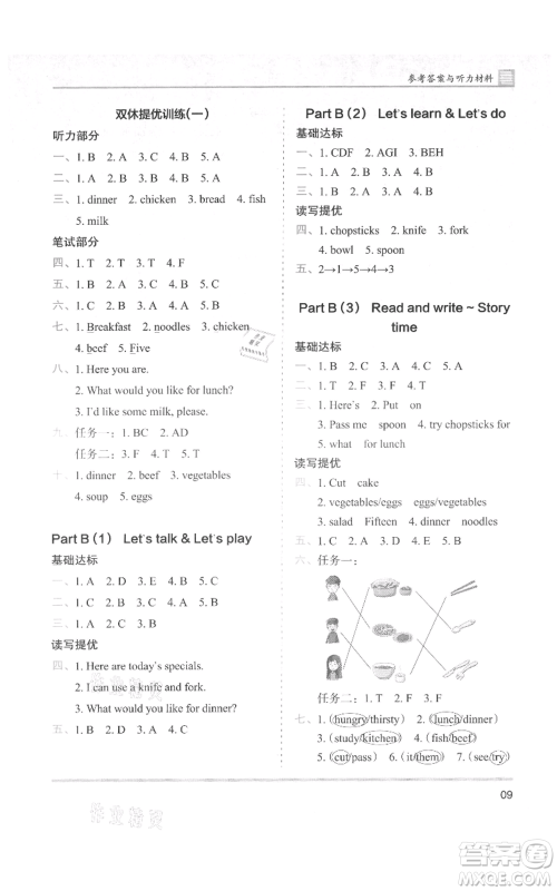 湖南师范大学出版社2021木头马分层课课练四年级上册英语人教版参考答案 湖南师范大学出版社2021木头马分层课课练四年级上册英语人教版参考答案