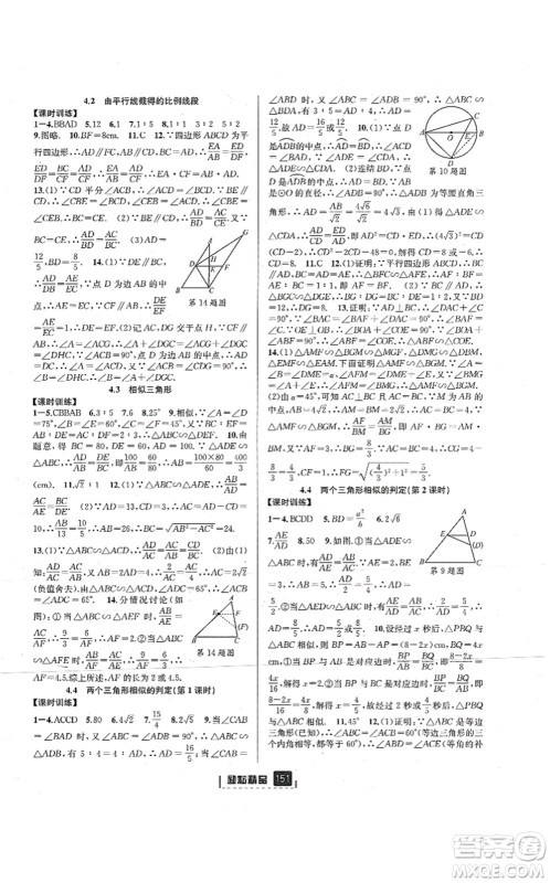 延边人民出版社2021励耘新同步九年级数学全一册AB本浙教版答案