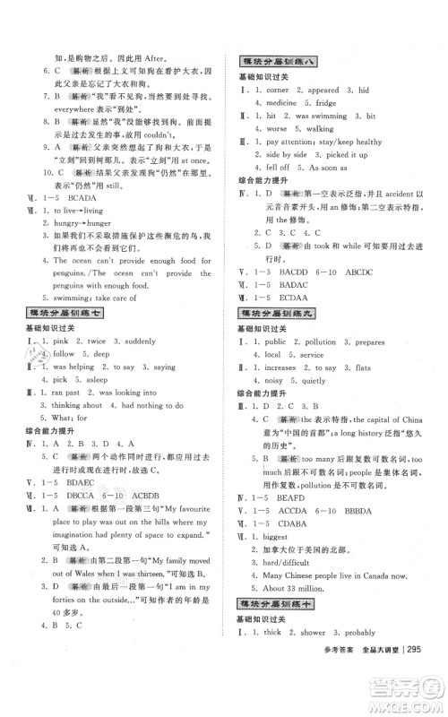 开明出版社2021全品大讲堂八年级上册初中英语外研版参考答案 开明出版社2021全品大讲堂八年级上册初中英语外研版参考答案