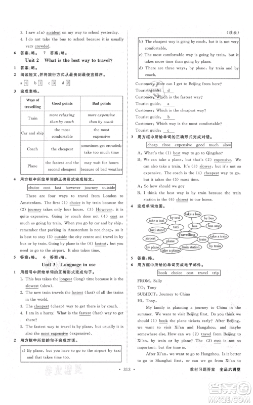 开明出版社2021全品大讲堂八年级上册初中英语外研版参考答案 开明出版社2021全品大讲堂八年级上册初中英语外研版参考答案