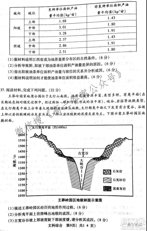 XCS2022届高三年级第一次质量检测试卷文科综合试题及答案