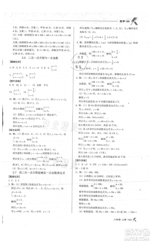 辽海出版社2021全优点练课计划八年级上册数学北师大版参考答案