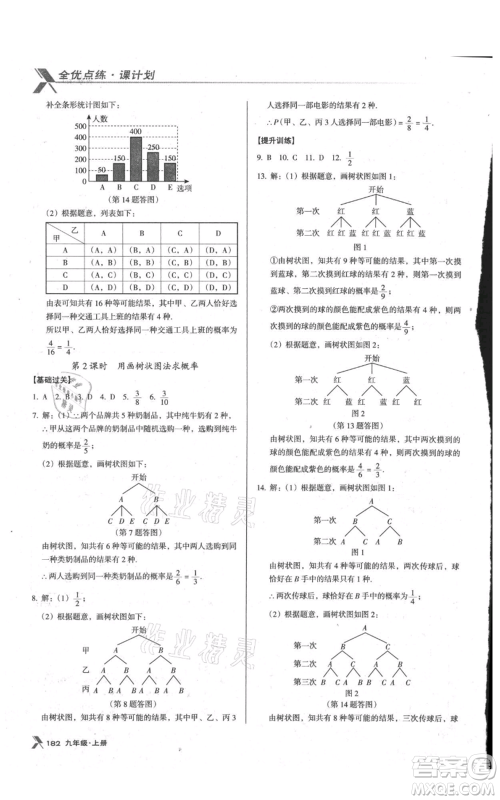 辽海出版社2021全优点练课计划九年级上册数学人教版参考答案