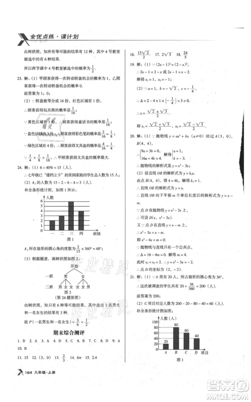 辽海出版社2021全优点练课计划九年级上册数学人教版参考答案