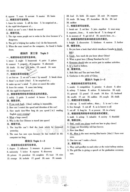 江苏凤凰美术出版社2021初中英语练习+过关测试九年级全一册仁爱版答案