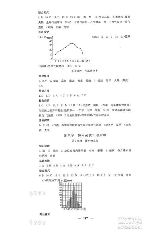 中华地图学社2021课堂点睛七年级地理上册人教版答案