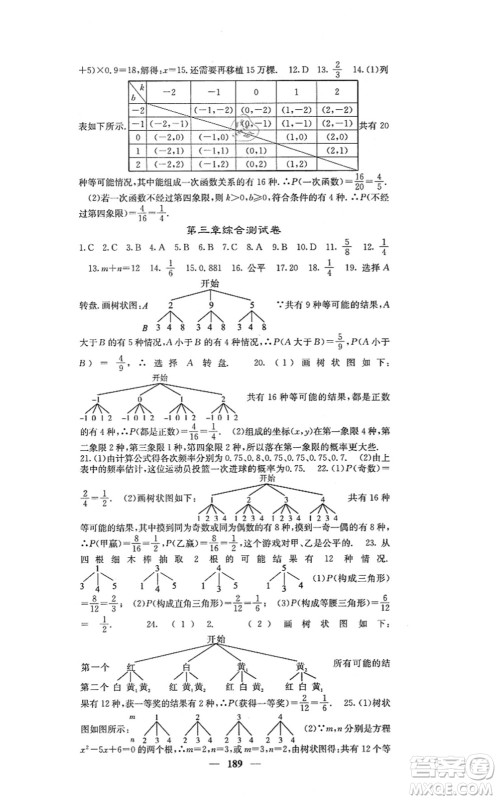 四川大学出版社2021课堂点睛九年级数学上册北师版答案