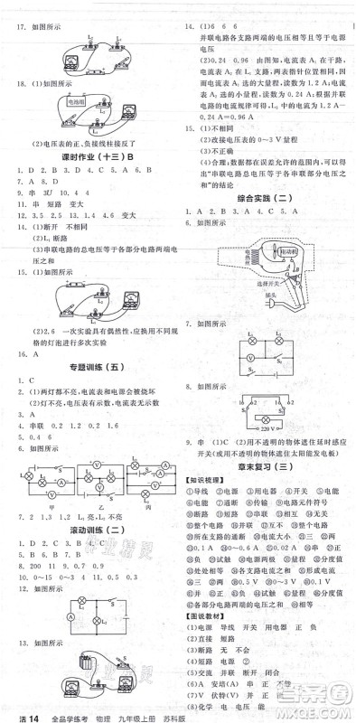 阳光出版社2021全品学练考听课手册九年级物理上册SK苏科版答案 阳光出版社2021全品学练考听课手册九年级物理上册SK苏科版答案