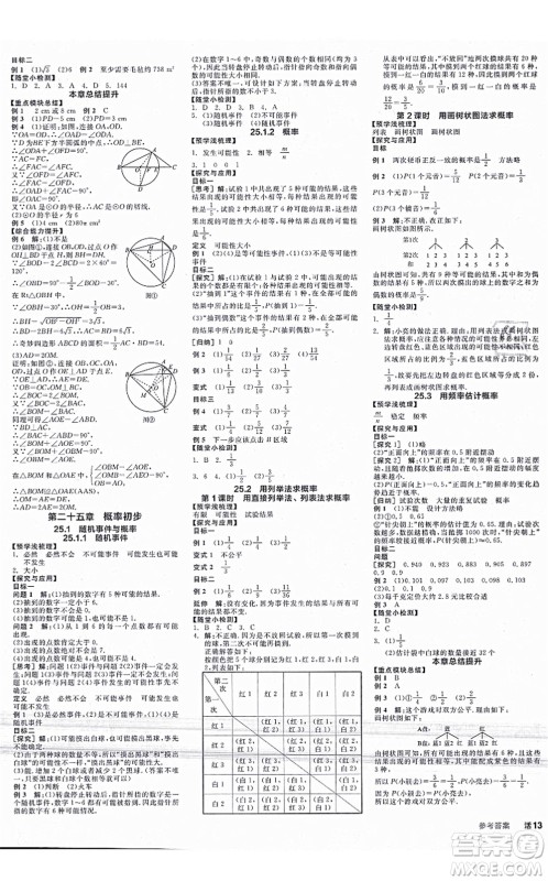 阳光出版社2021全品学练考学习手册九年级数学上册RJ人教版答案 阳光出版社2021全品学练考学习手册九年级数学上册RJ人教版答案