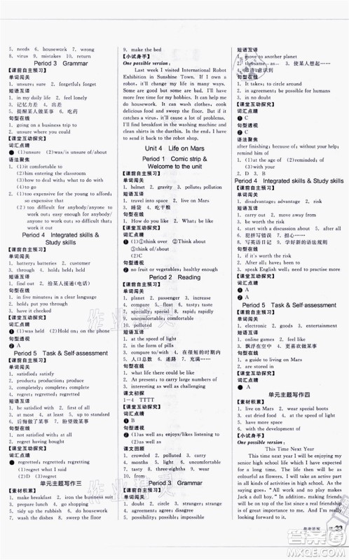 阳光出版社2021全品学练考听课手册九年级英语YLNJ译林牛津版徐州专版答案