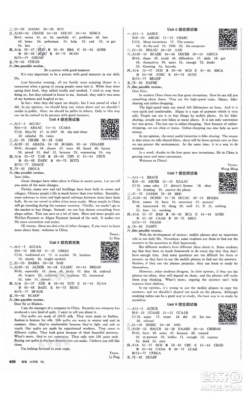 沈阳出版社2021全品学练考作业手册九年级英语RJ人教版江西专版答案 沈阳出版社2021全品学练考作业手册九年级英语RJ人教版江西专版答案