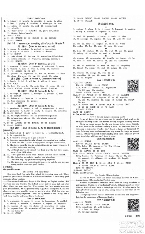 沈阳出版社2021全品学练考作业手册九年级英语RJ人教版江西专版答案 沈阳出版社2021全品学练考作业手册九年级英语RJ人教版江西专版答案
