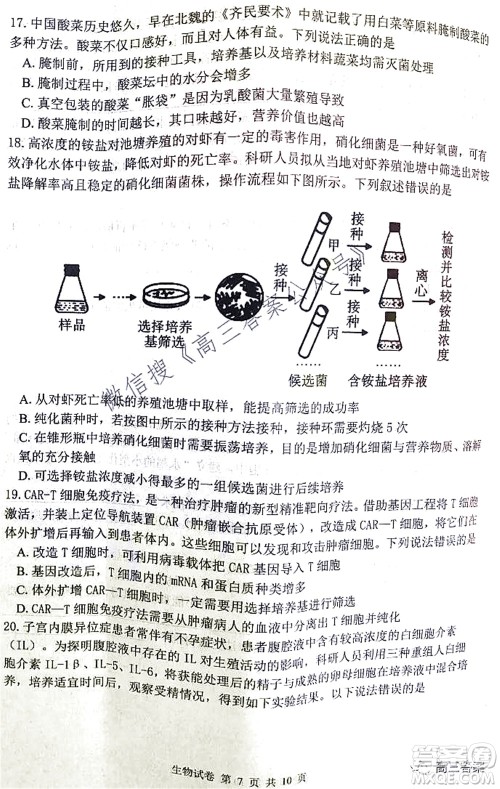 腾云联盟2021-2022学年度上学期高三10月联考生物学试题及答案