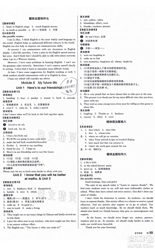 沈阳出版社2021全品学练考作业手册九年级英语WY外研版广西专版答案