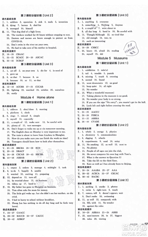 沈阳出版社2021全品学练考作业手册九年级英语WY外研版广西专版答案