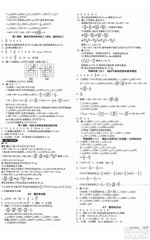 阳光出版社2021全品学练考作业手册九年级数学AB本ZJ浙教版答案 阳光出版社2021全品学练考作业手册九年级数学AB本ZJ浙教版答案